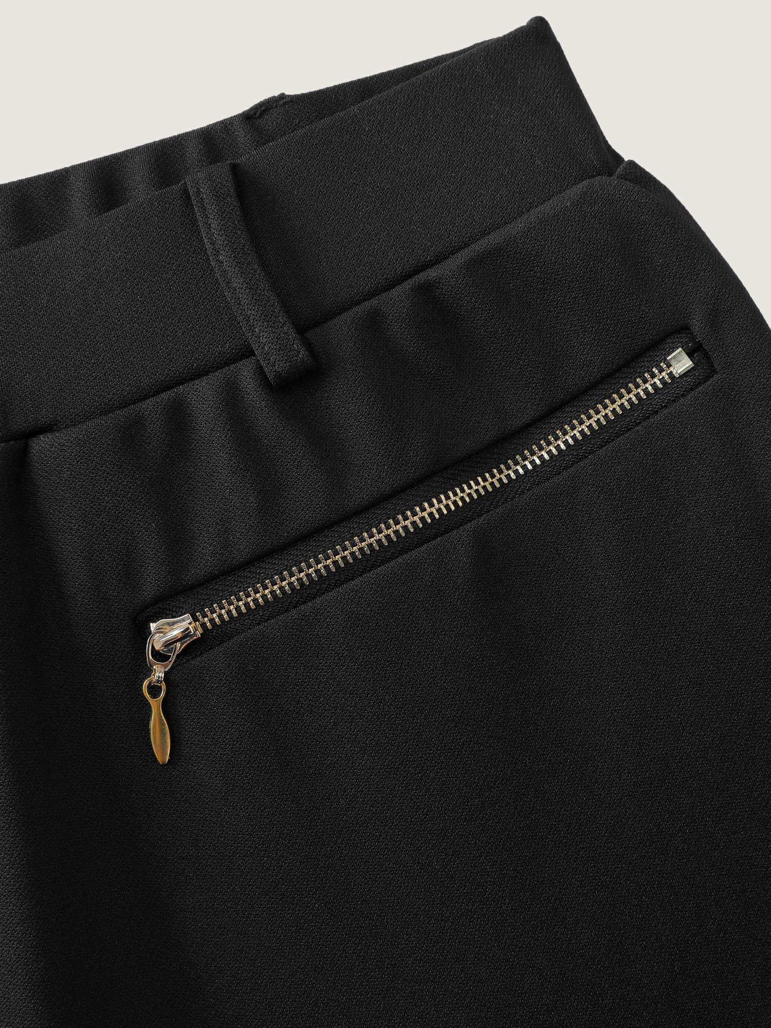 Zipper Front Pockets Straight-Leg Pants