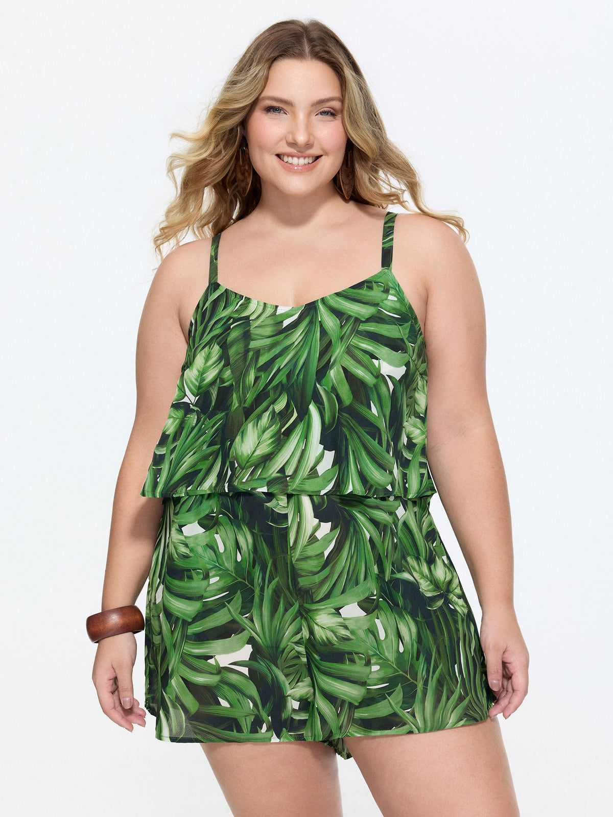 Tropical Print Wide-Leg Breezy Romper