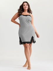 Supersoft Contrast Lace Slit Nightgown