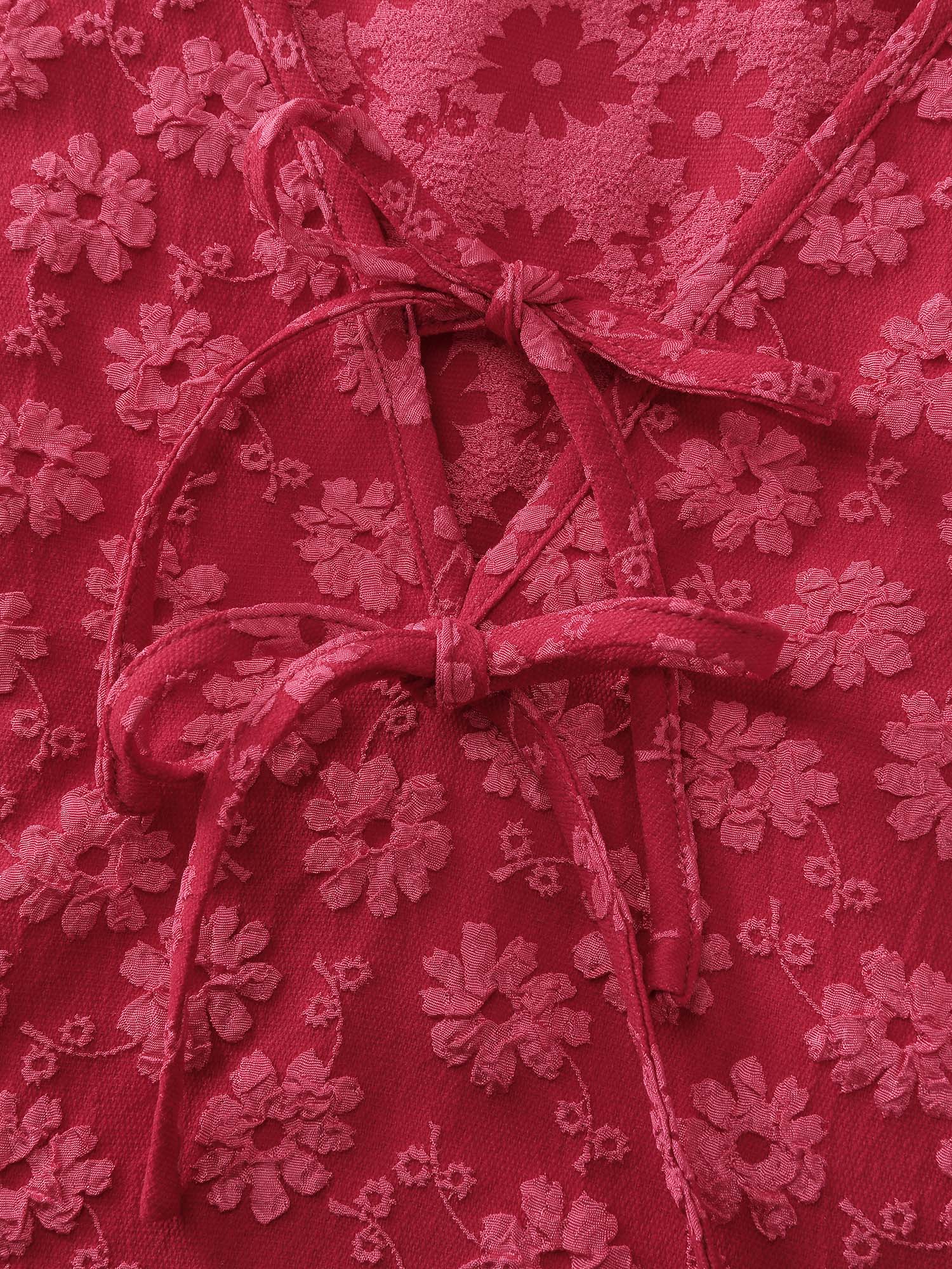 Bowknot Jacquard Stretchy Waist Knee-Length Dress