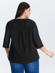 Textured Polka Dots Sheer Blouse