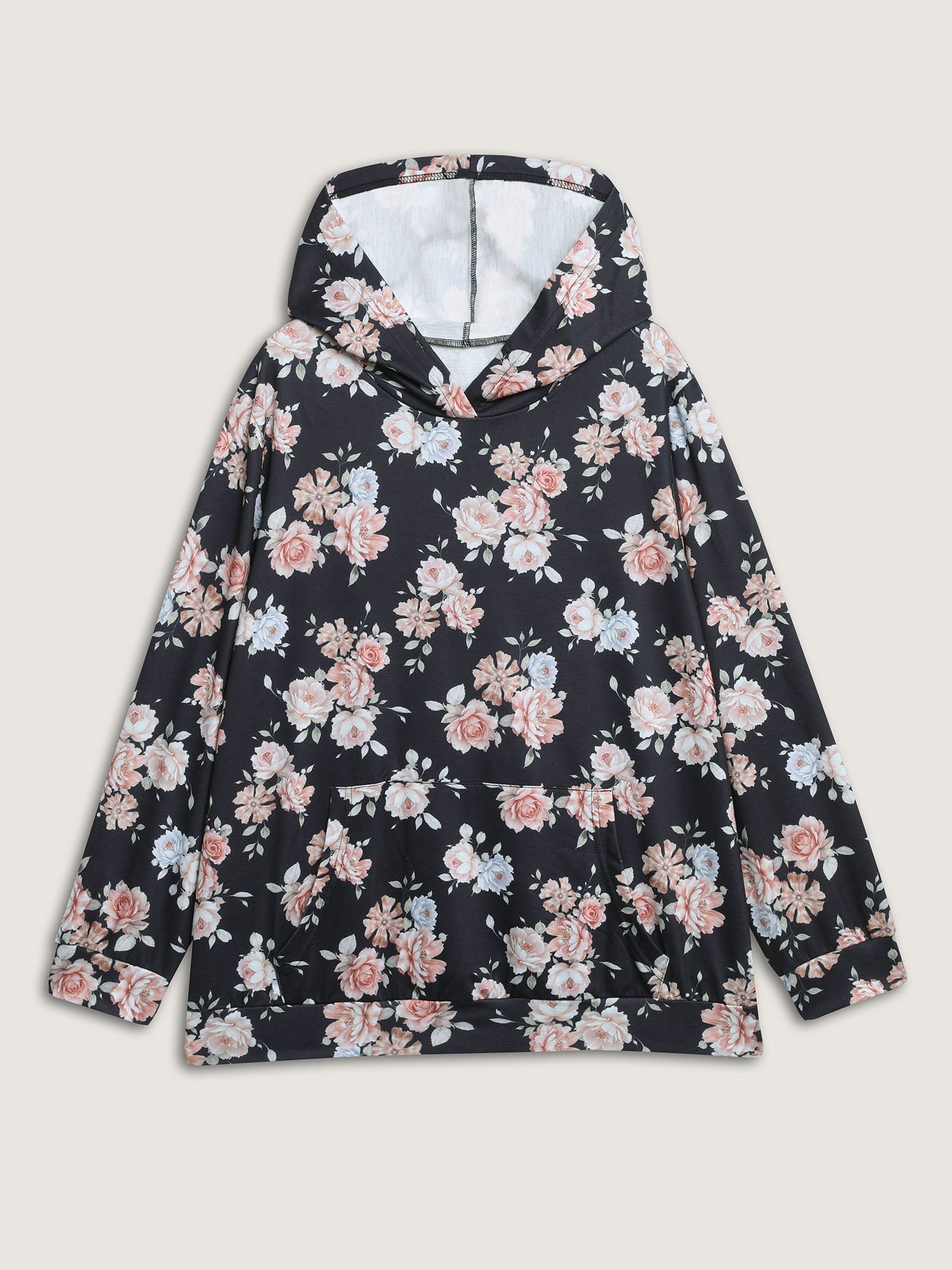 Floral Print Ties Hooded Sweatshirt