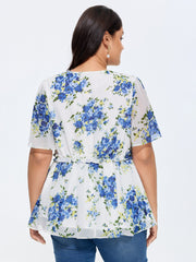 Stretchy Floral Print Fit And Flare Blouse