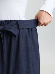 Stretchy Button Detail Waist-Tie Maxi Skirt