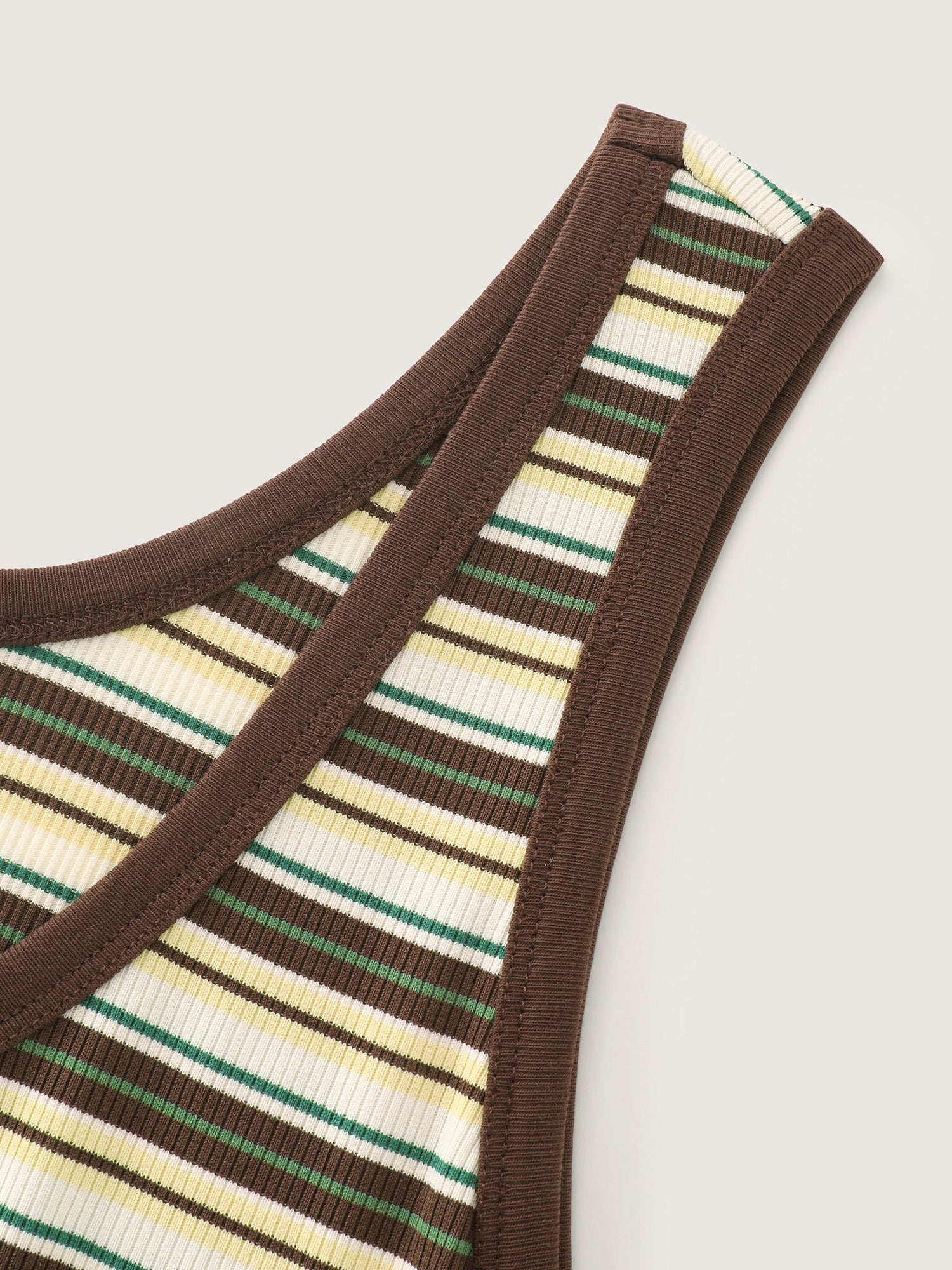 Striped Print Ribbed Scoop Neck Midi Dress