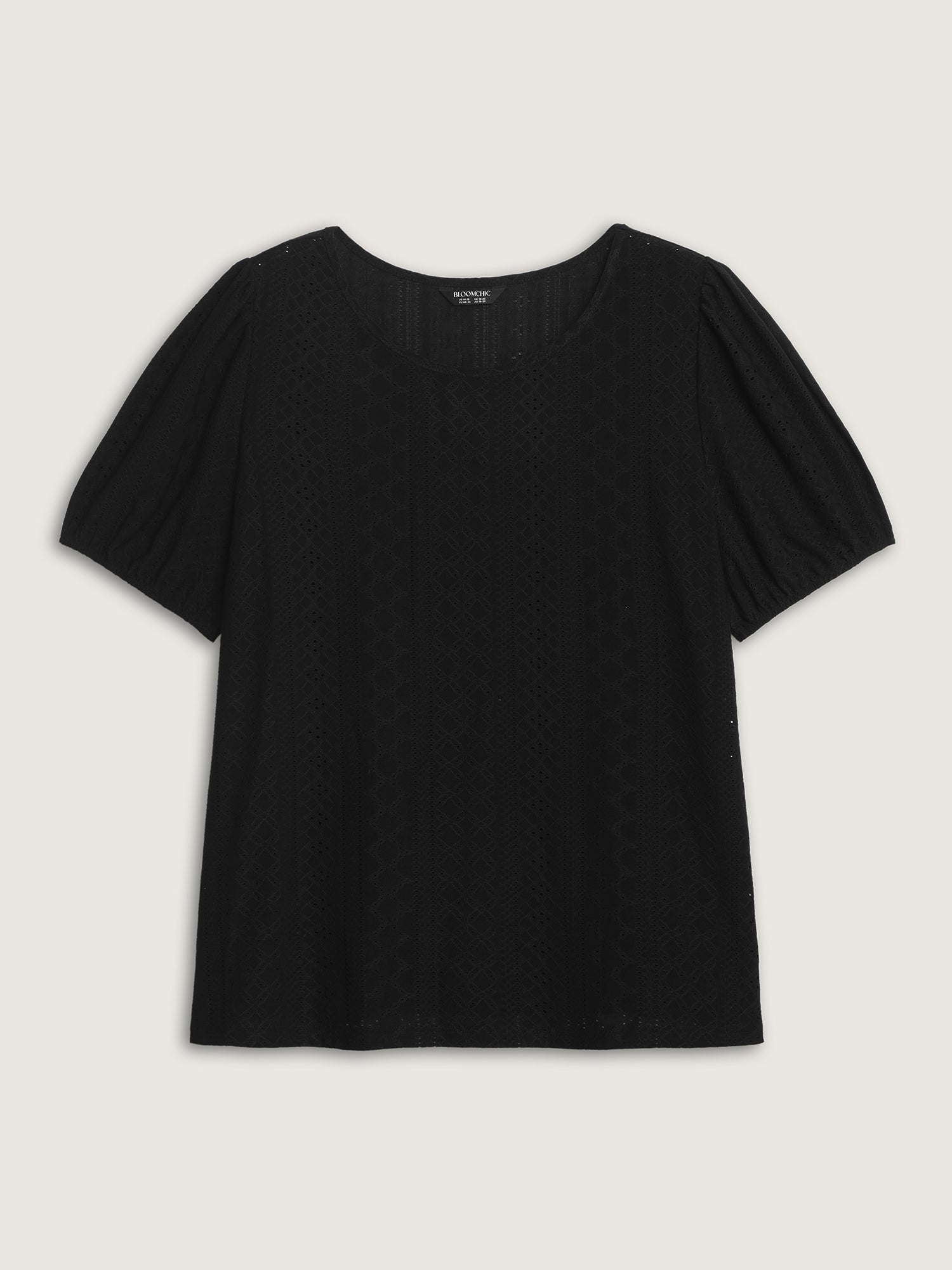 Textured Puffy Sleeve Round Neck T-Shirt