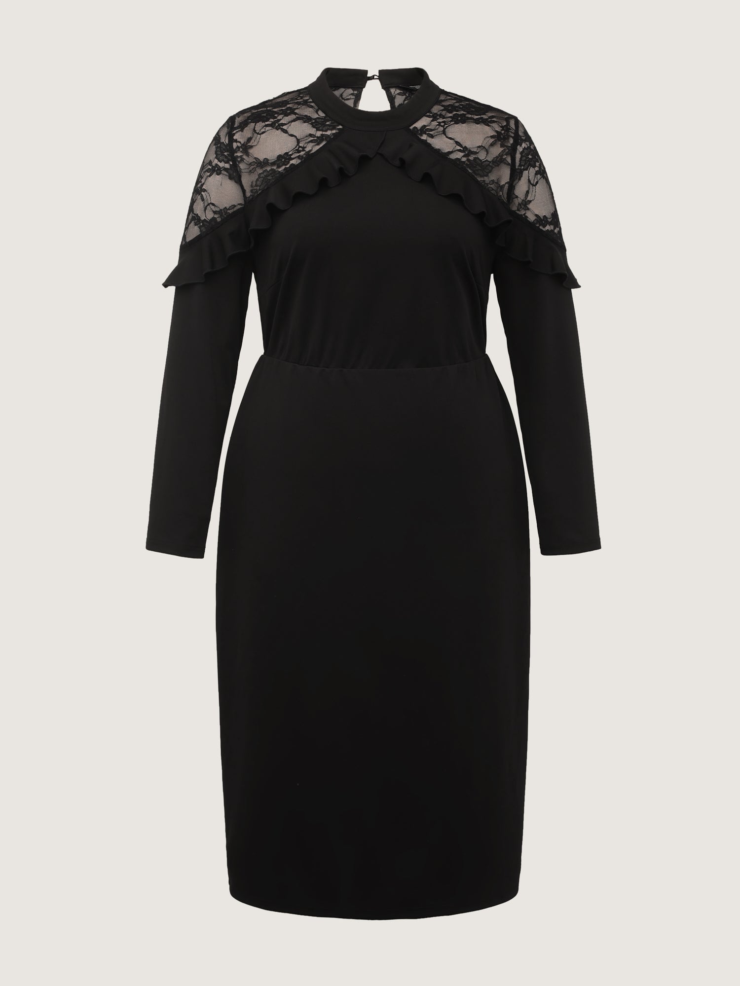 Lace Trim Ruffled Sheer Stretchy Party Dress