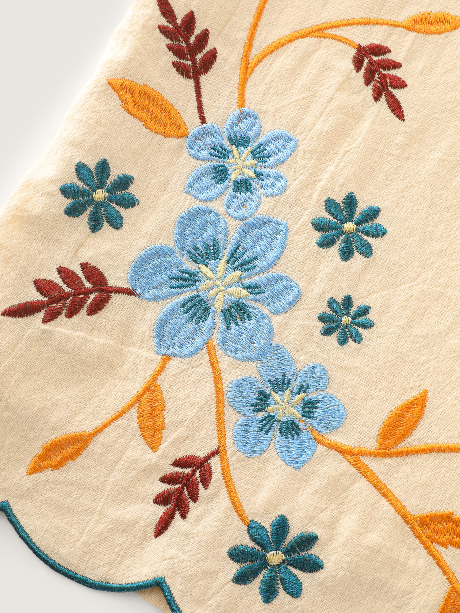 Cotton Colorful Floral Embroidered Pockets Shorts