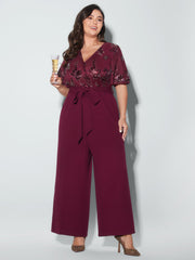 Sweet Floral Print Waist-Tie Jumpsuit