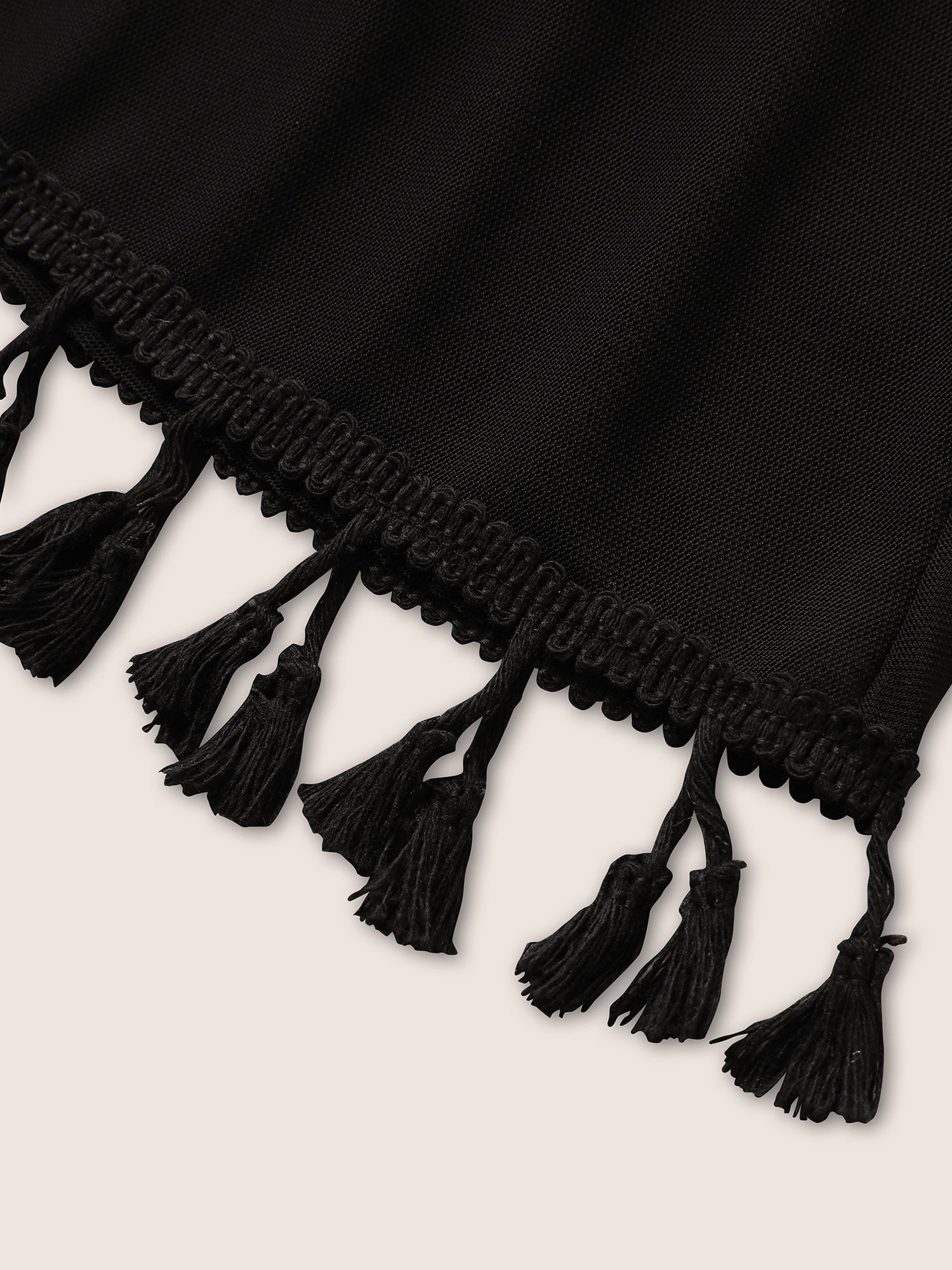 Plain Tassel Trim Elastic Waist Swim Skirt