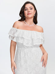 Off-Shoulder Layered Neckline Midi Dress