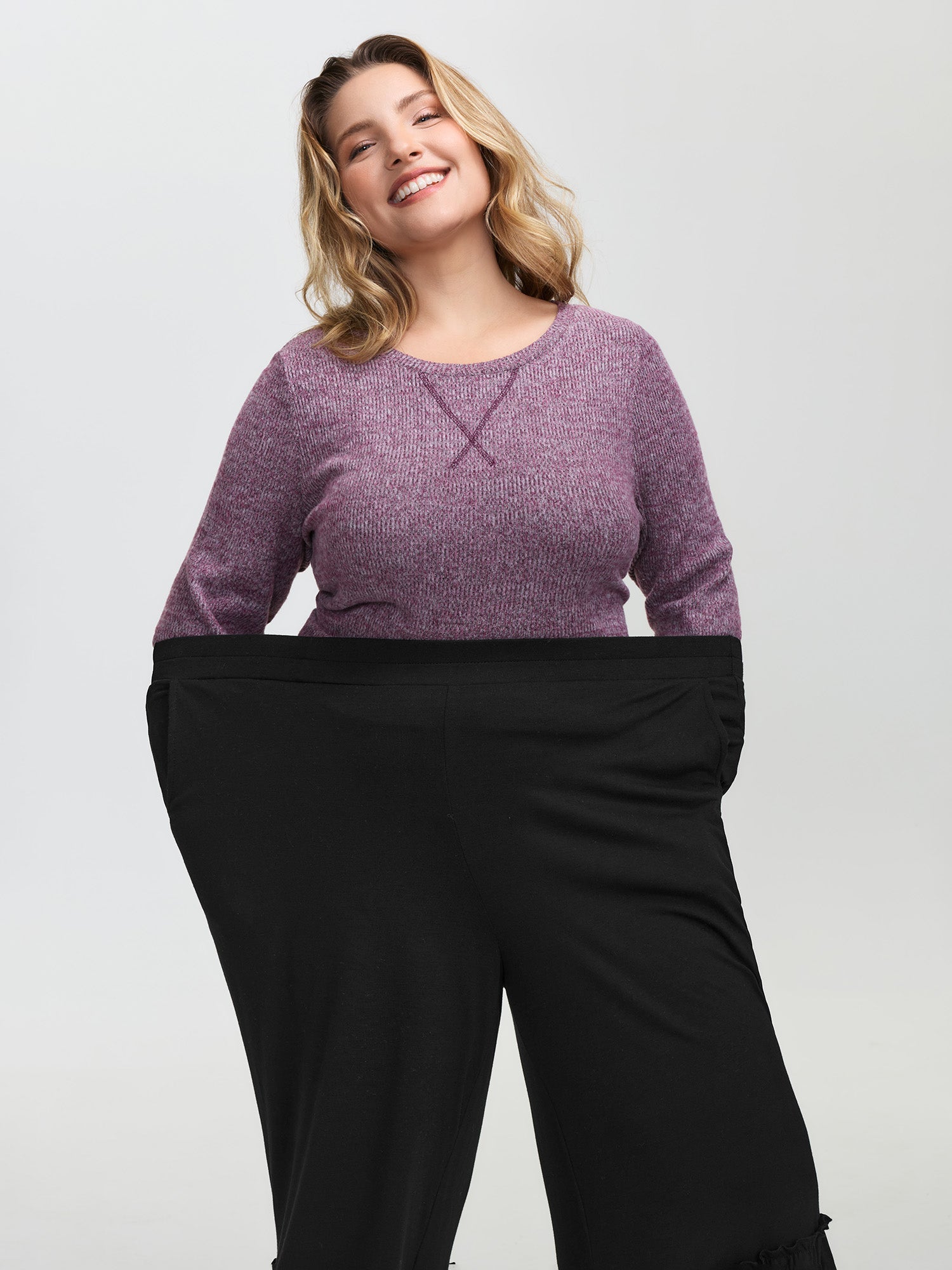 Stretchy Ruffled Hem Tiered Pants