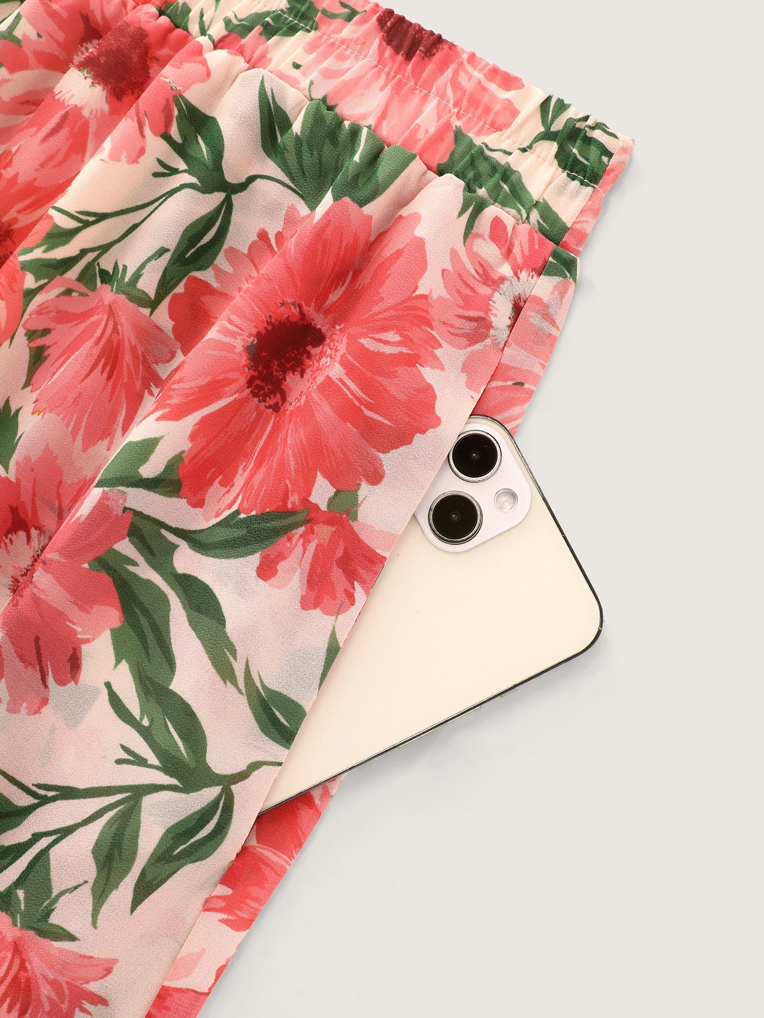 Floral Print Color Contrast Pants