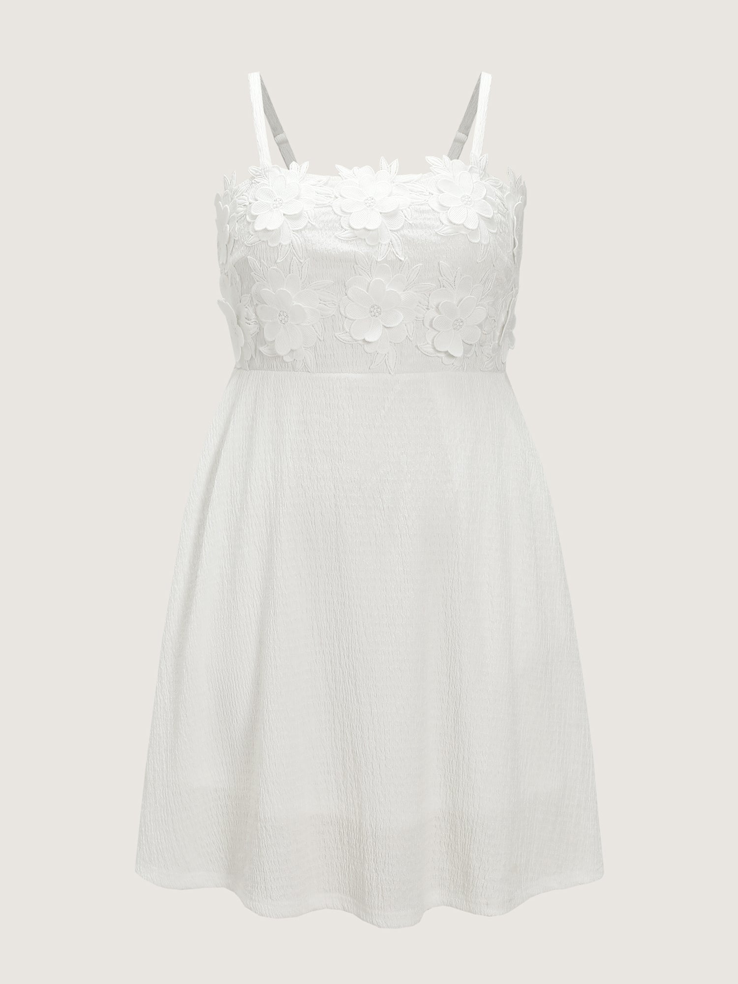 3D Floral Applique Square Cami Mini Dress