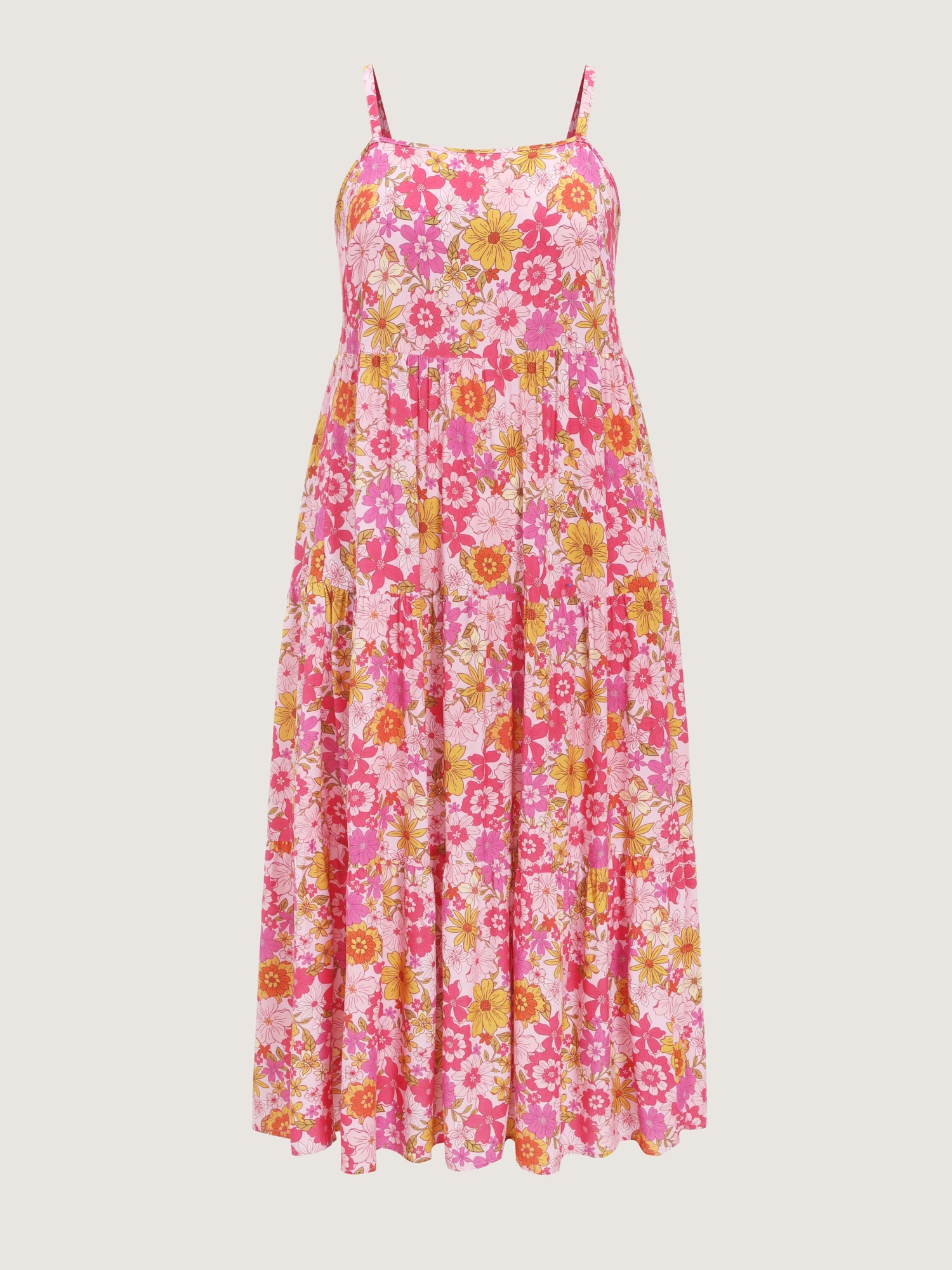 Floral Print Adjustable Backless Drawstring Maxi Dress