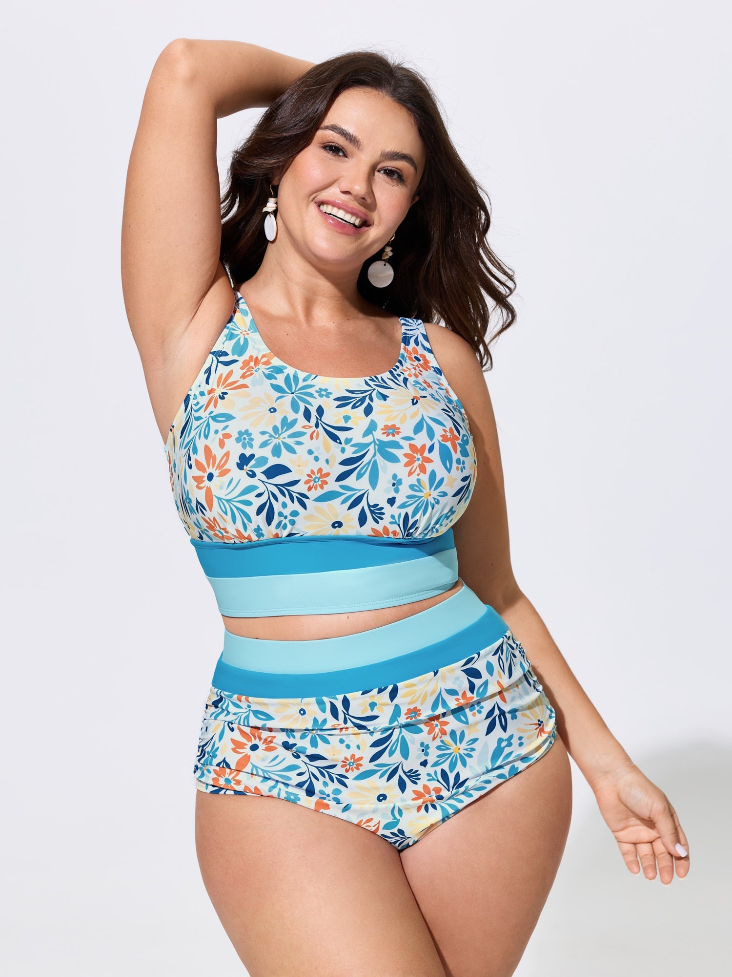 Floral Print Color Contrast Bikini Bottoms