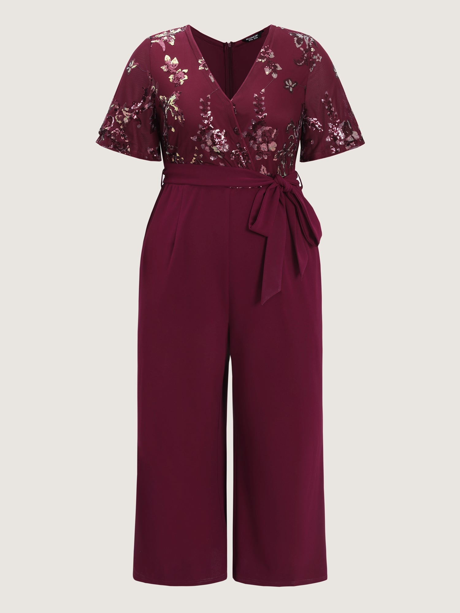 Sweet Floral Print Waist-Tie Jumpsuit