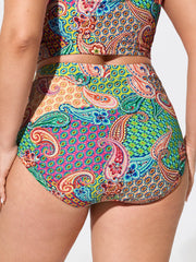 Paisley Print High Waisted Swim Bottoms
