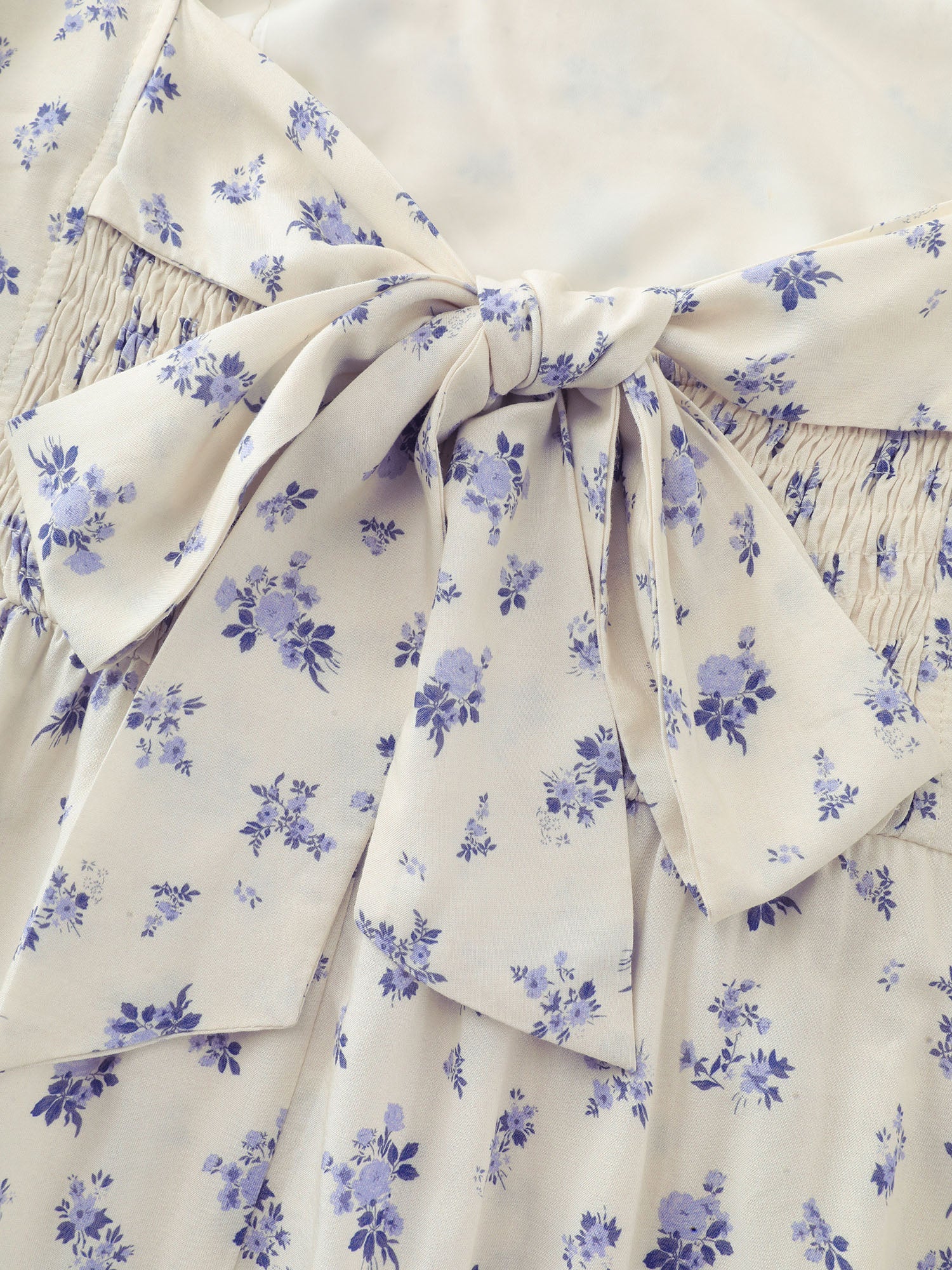Floral Print Back-Bow Flared Blouse