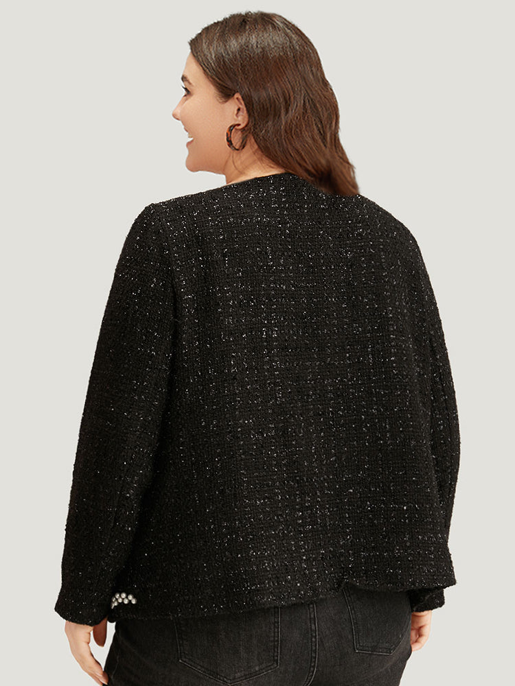 Pearl Tweed Beaded Texture Pocket Blazer