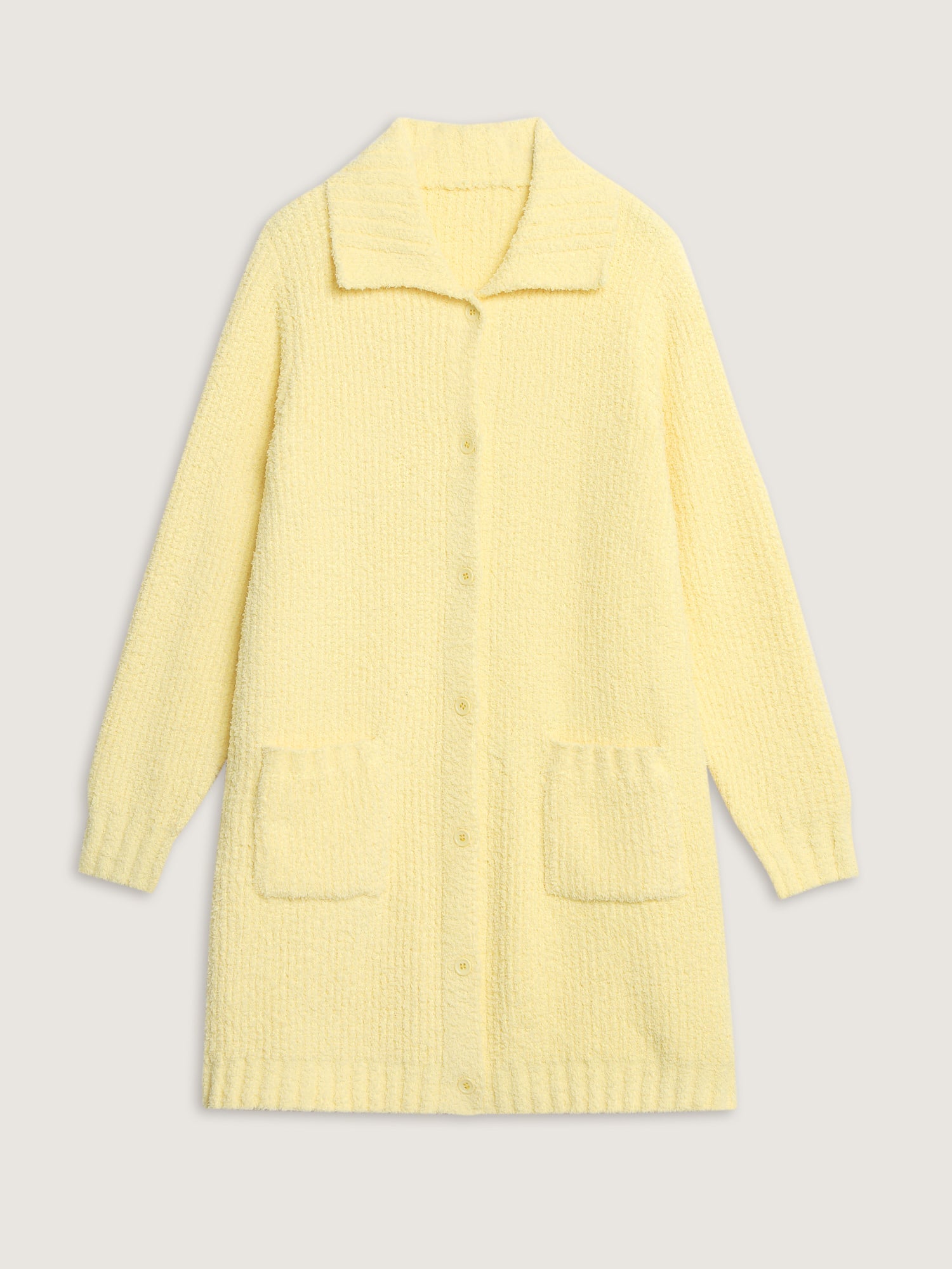 Supersoft Textured Button Long Knit Cardigan