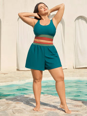 Colorful Waistband Pockets Swim Bottoms