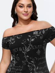 Cotton Floral Print Off-Shoulder T-Shirt