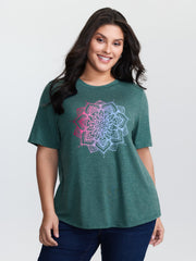 Supersoft Floral Motif Round Neck T-Shirt