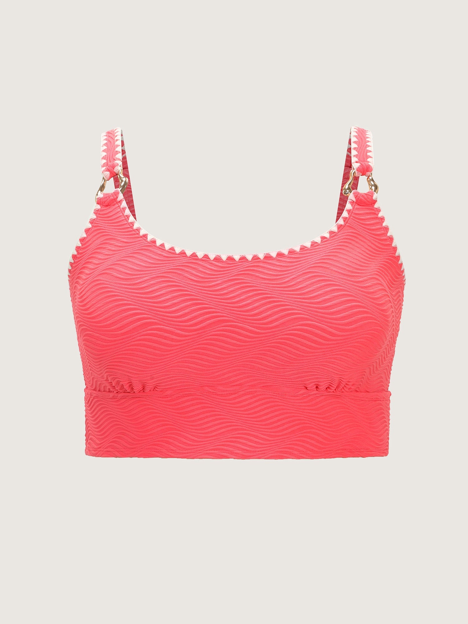 Textured Embroidered Edge Swim Top