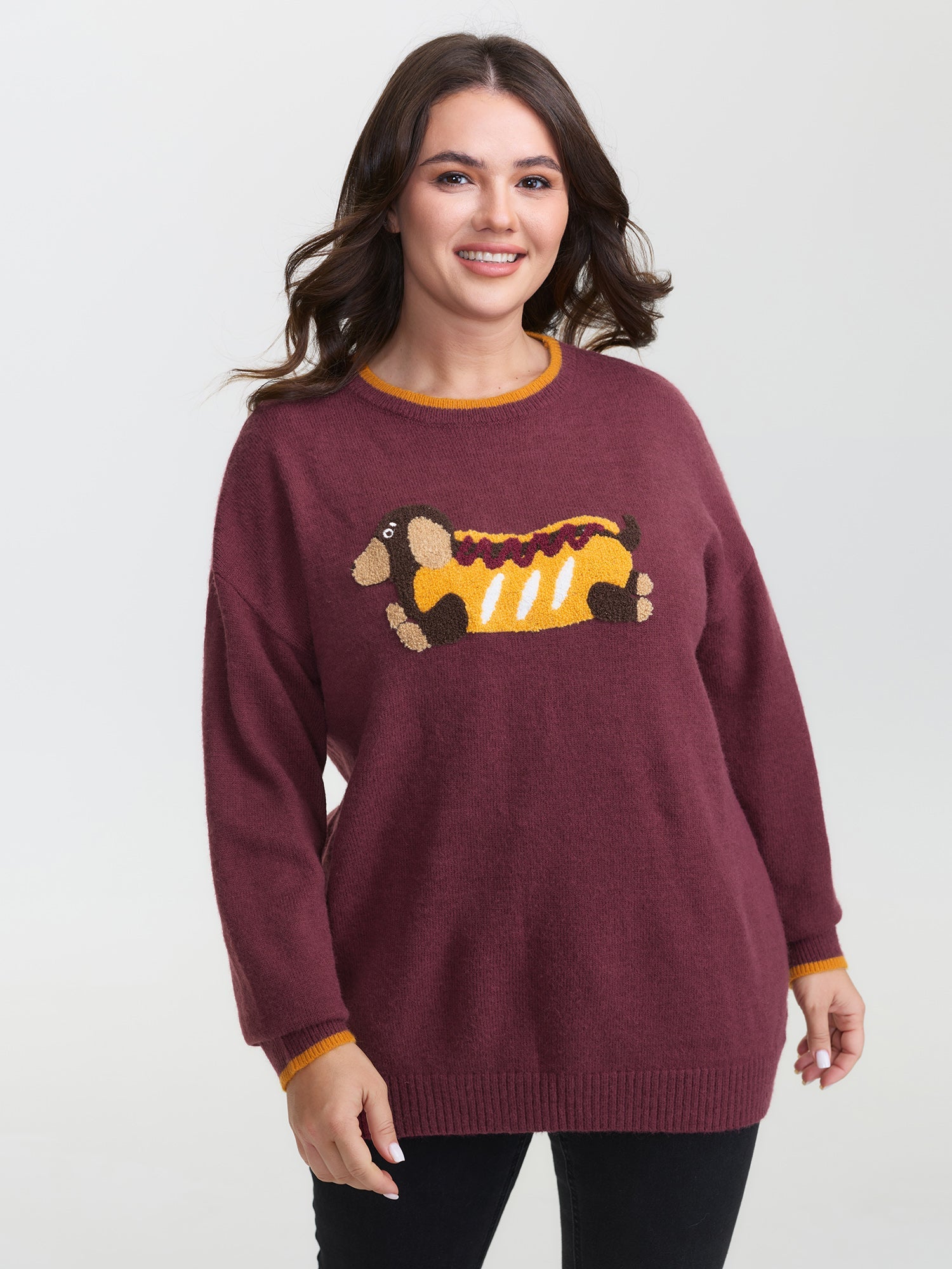 Supersoft Hotdog Embroidered Color Contrast Pullover