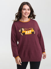 Supersoft Hotdog Embroidered Color Contrast Pullover