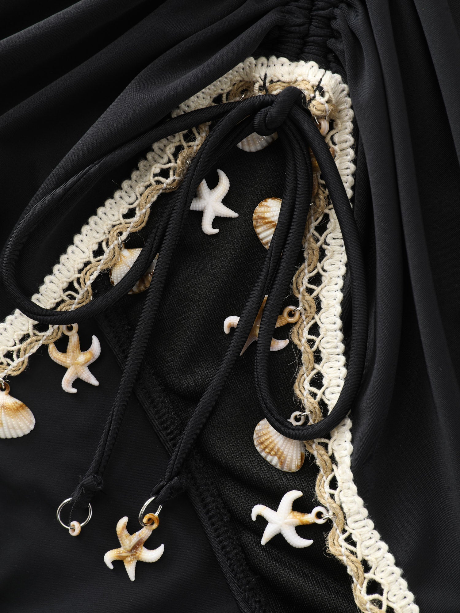 Seashell Detail Adjustable Coverage Swim Bottoms