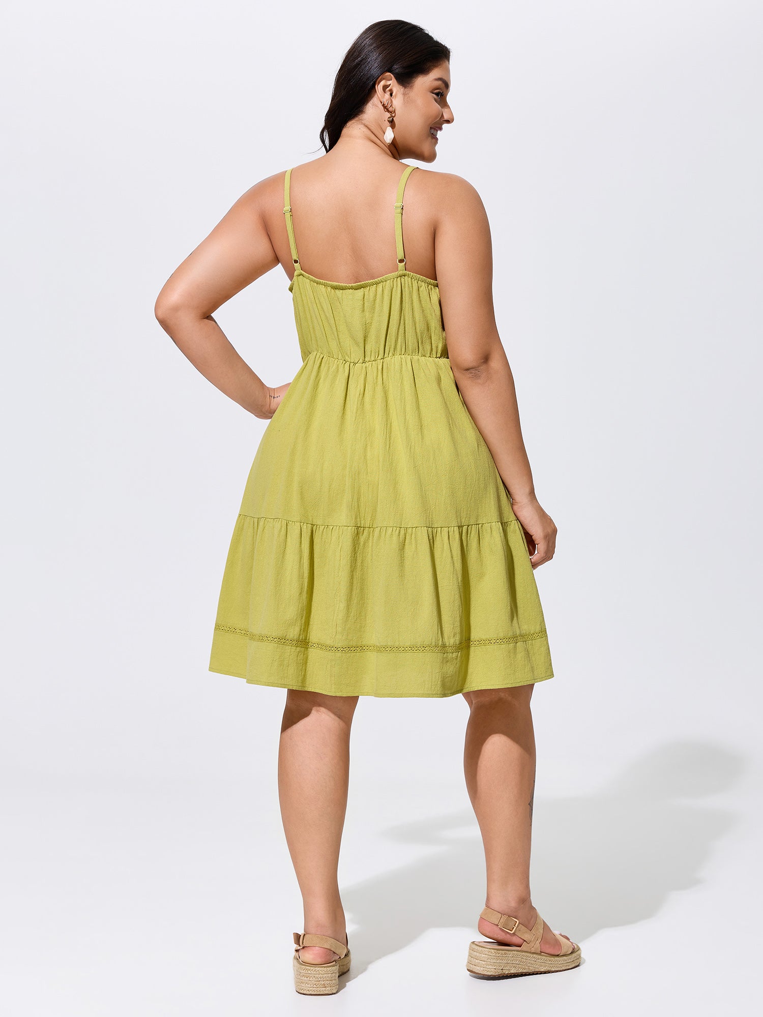 Cotton Sweetheart Neckline Tiered Sleeveless Mini Dress