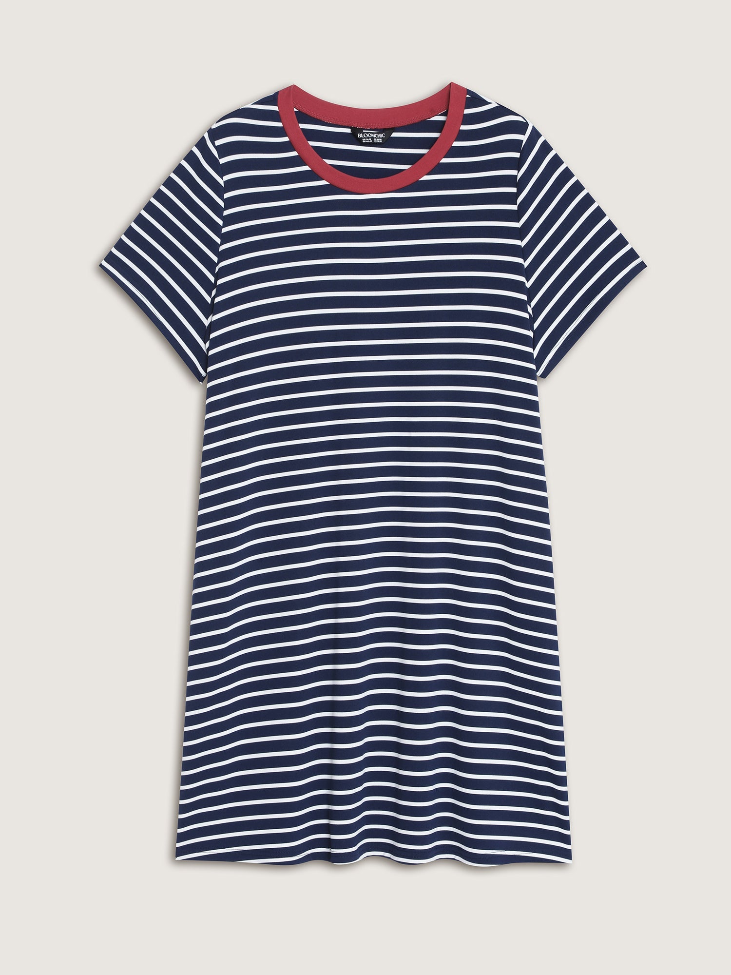 Striped Print Color Contrast T-Shirt Mini Dress