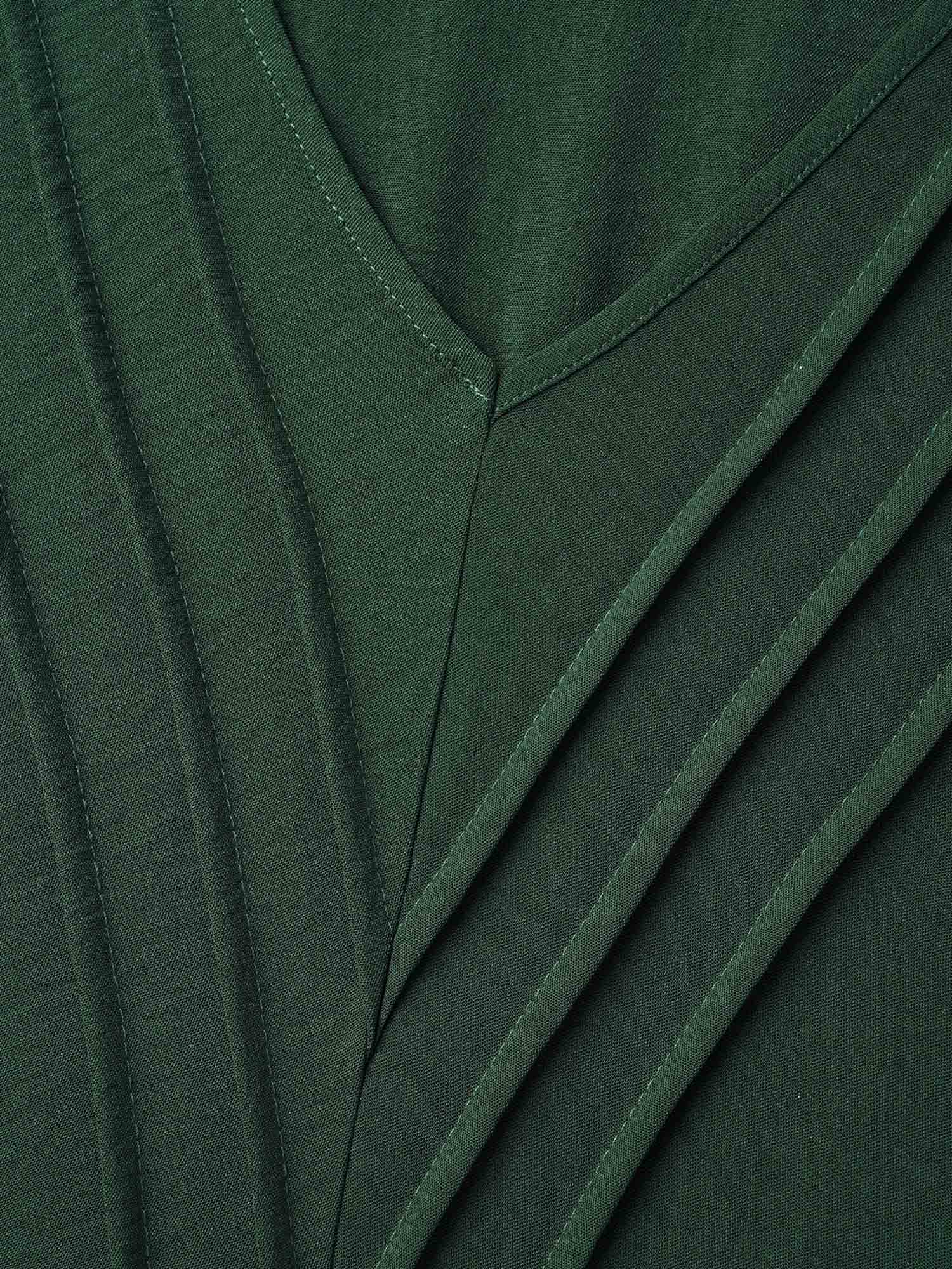 Bib-Front V-Neck Pockets Tiered Mini Dress