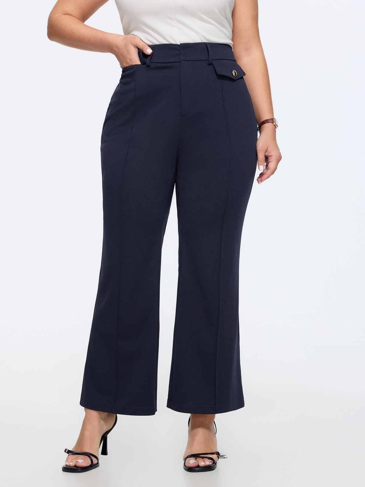 Stretchy Pull-On Flared Hem Pants