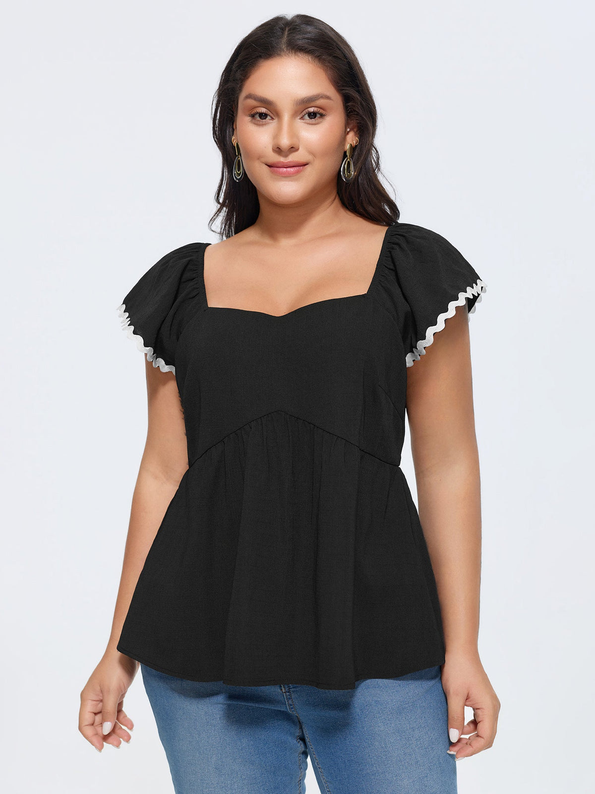 Color Contrast Fit And Flare Blouse