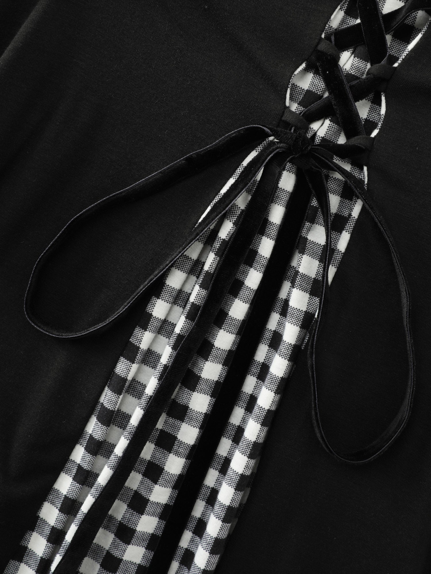 Checkered Layered Cross-Tie Maxi Dress