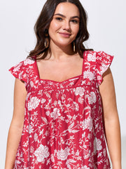 Floral Print Ruffled Sleeve Blouse