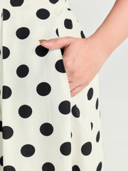 Polka Dot Charm Off-Shoulder Midi Dress
