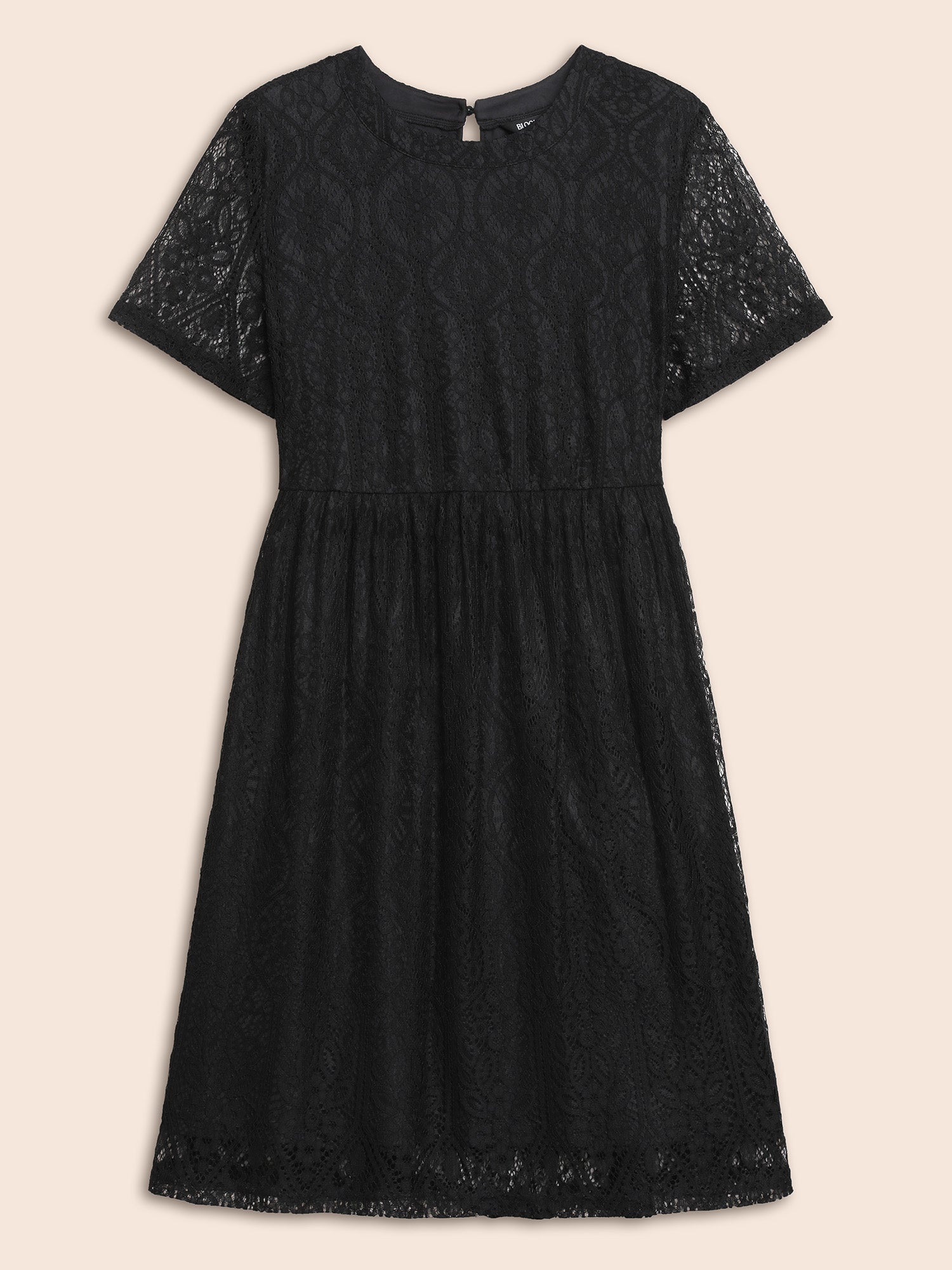 Round Neck Lace Patchwork Mesh Dress