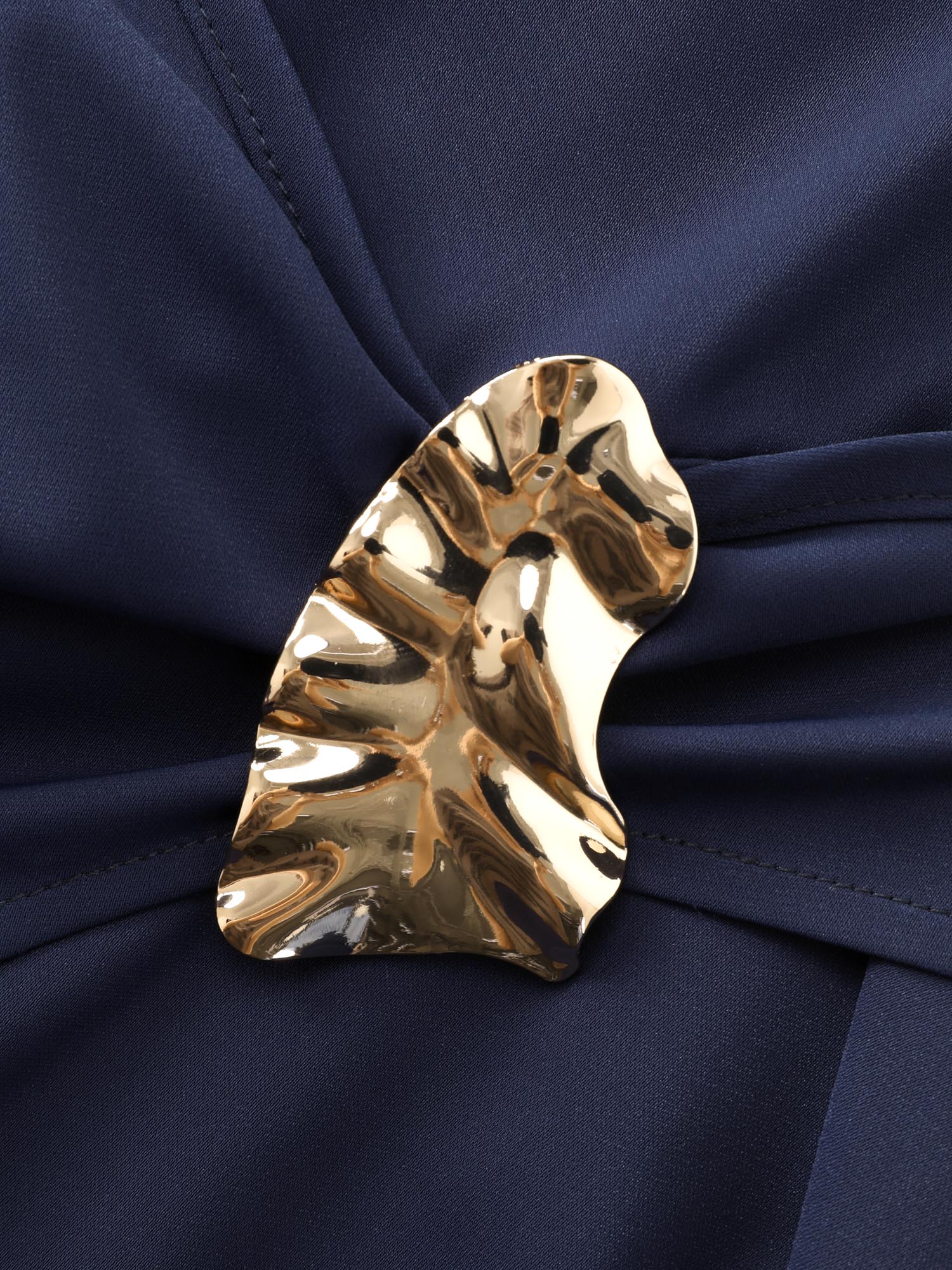 Draped Side Buckle Petal Sleeve Blouse