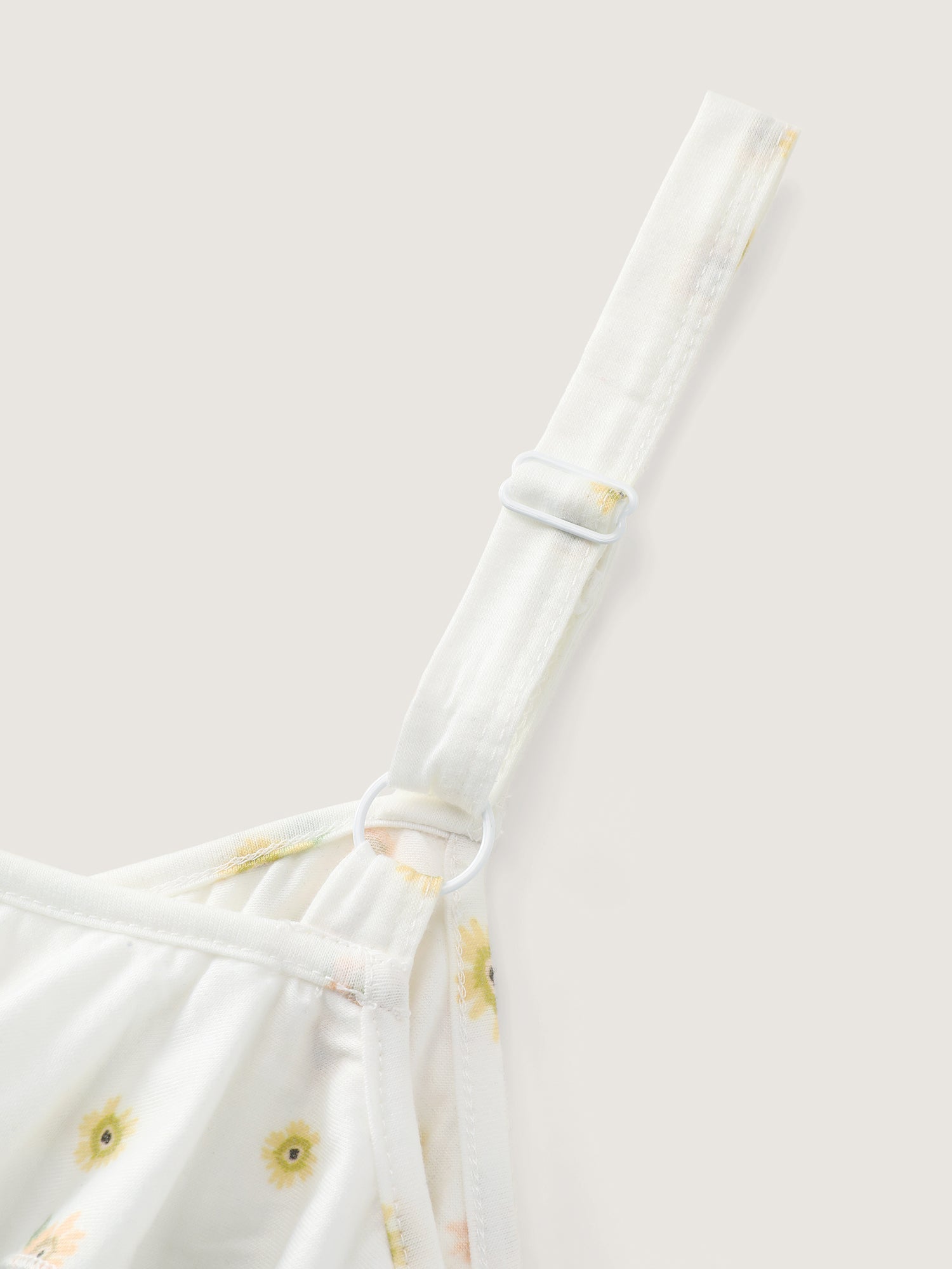Supersoft Ruffled Neckline Floral Print Sleeveless Nightgown