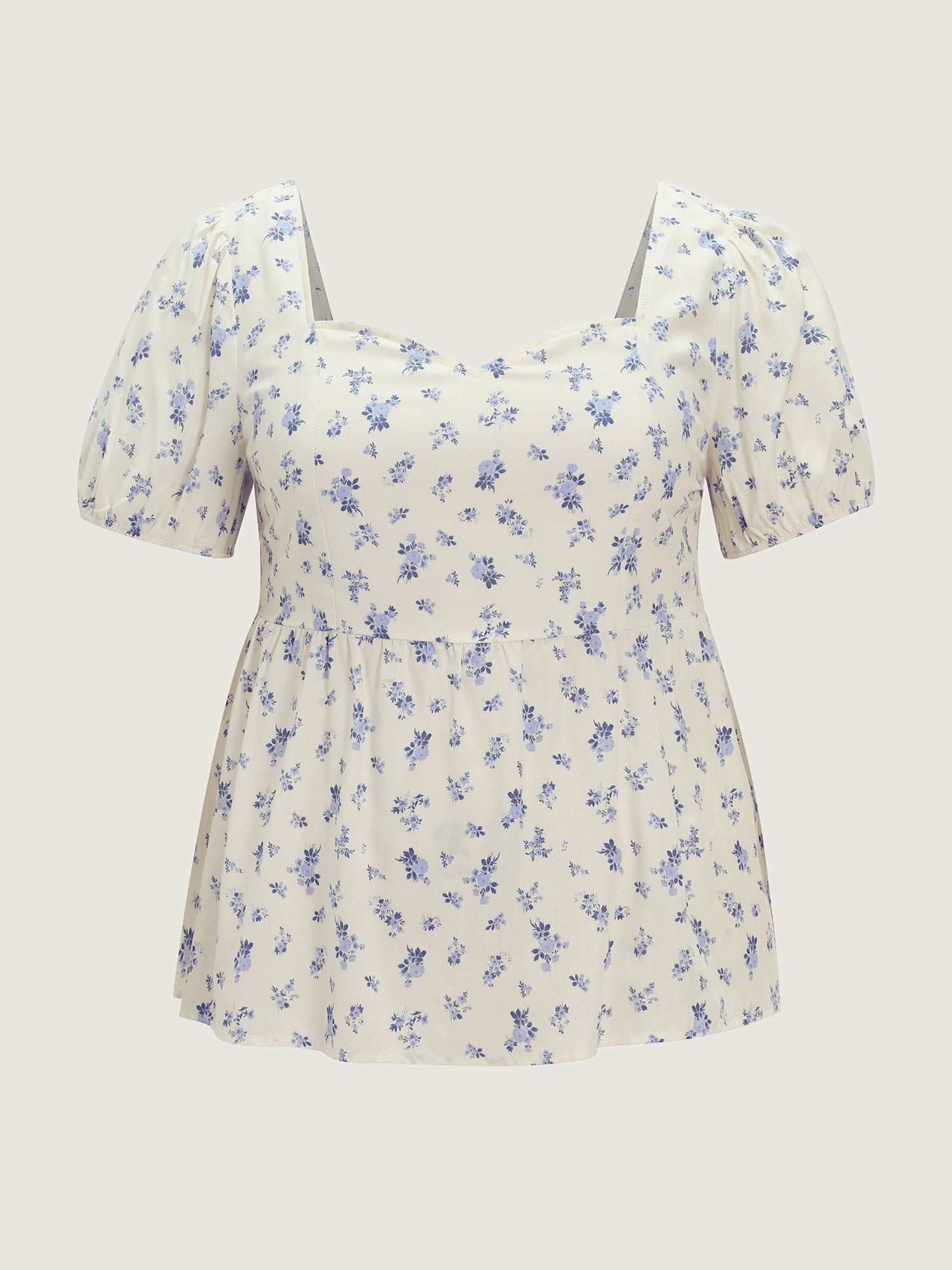 Floral Print Back-Bow Flared Blouse