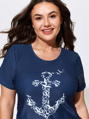 Sail Away Print Fitted Swim Top