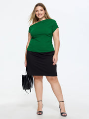 One-Shoulder Ruched Plain Top