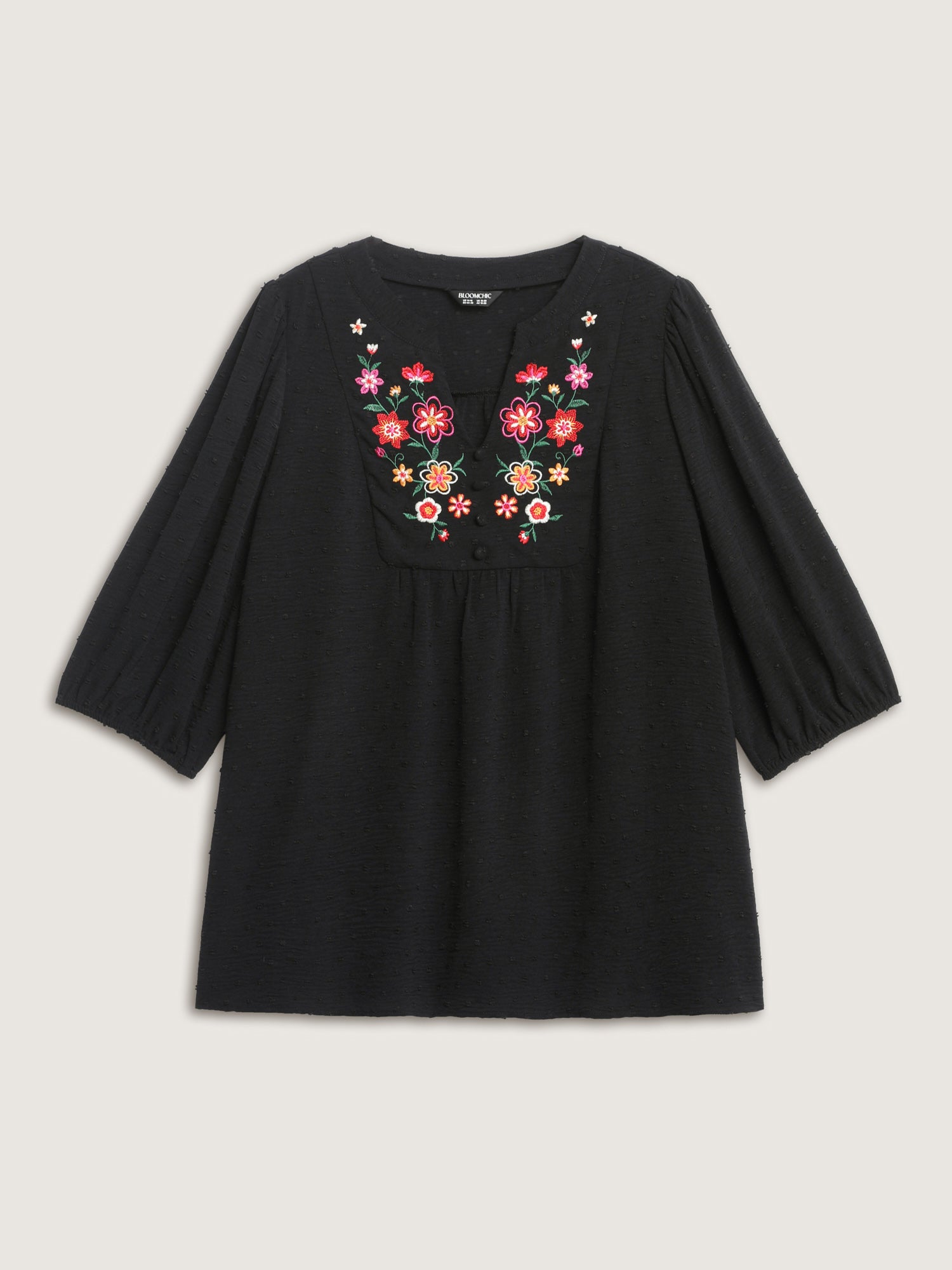 Multicolor Floral Embroidered Flowy Blouse