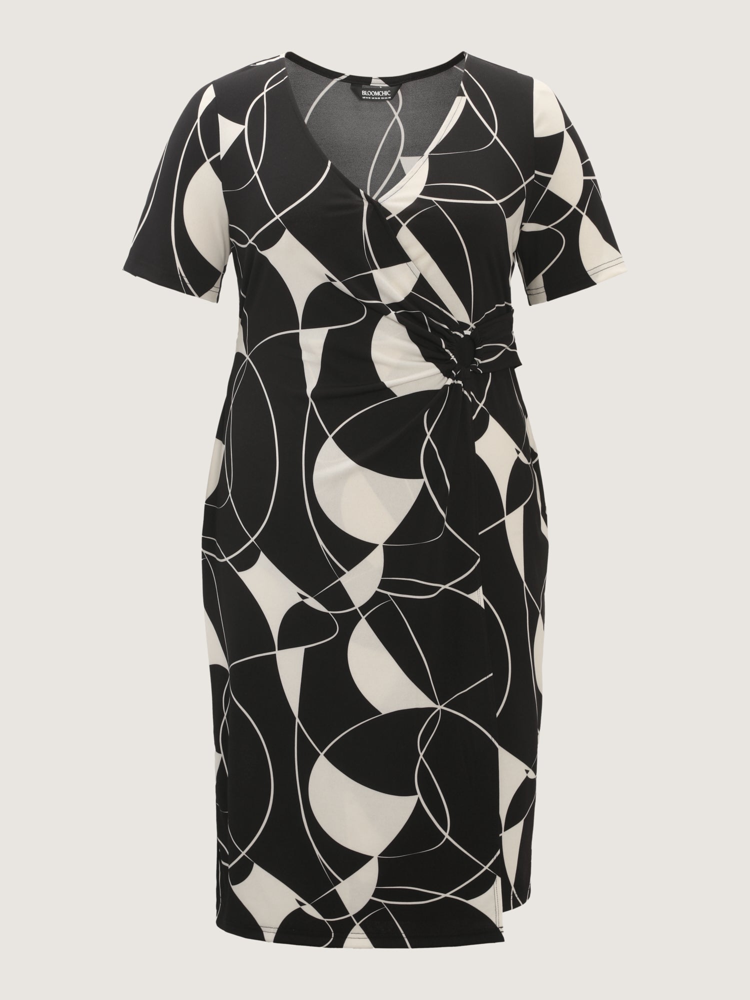 Geometric Print Stretchy Knotted Midi Dress