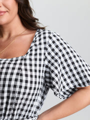 Checkered Print Pockets Waist-Tie Jumpsuit