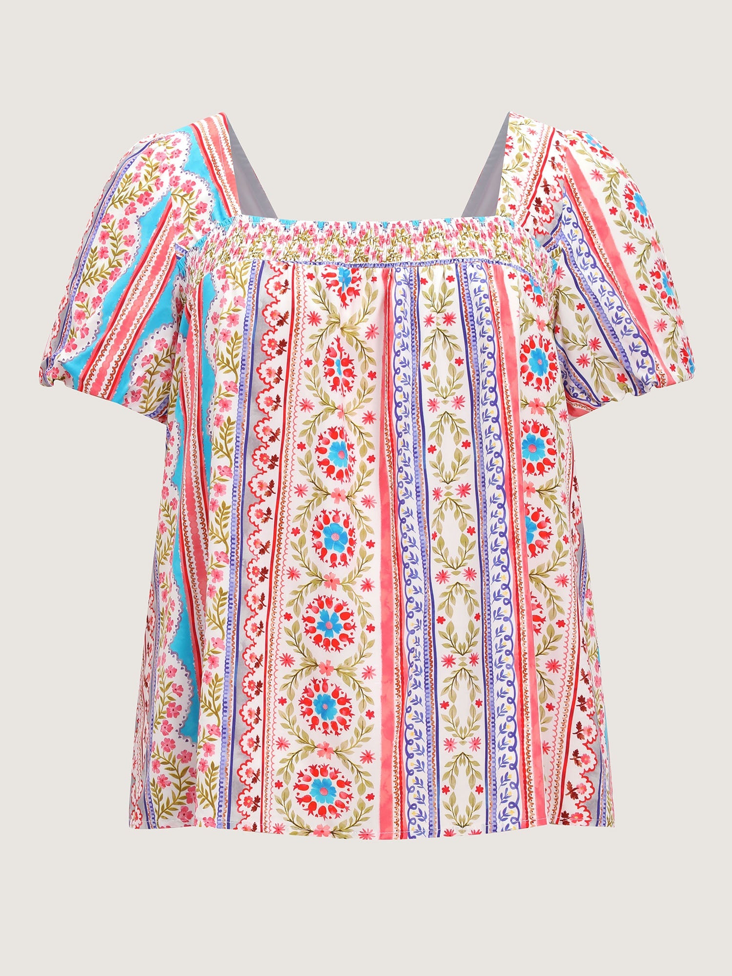 Supersoft Boho Floral Print Square Neck Blouse